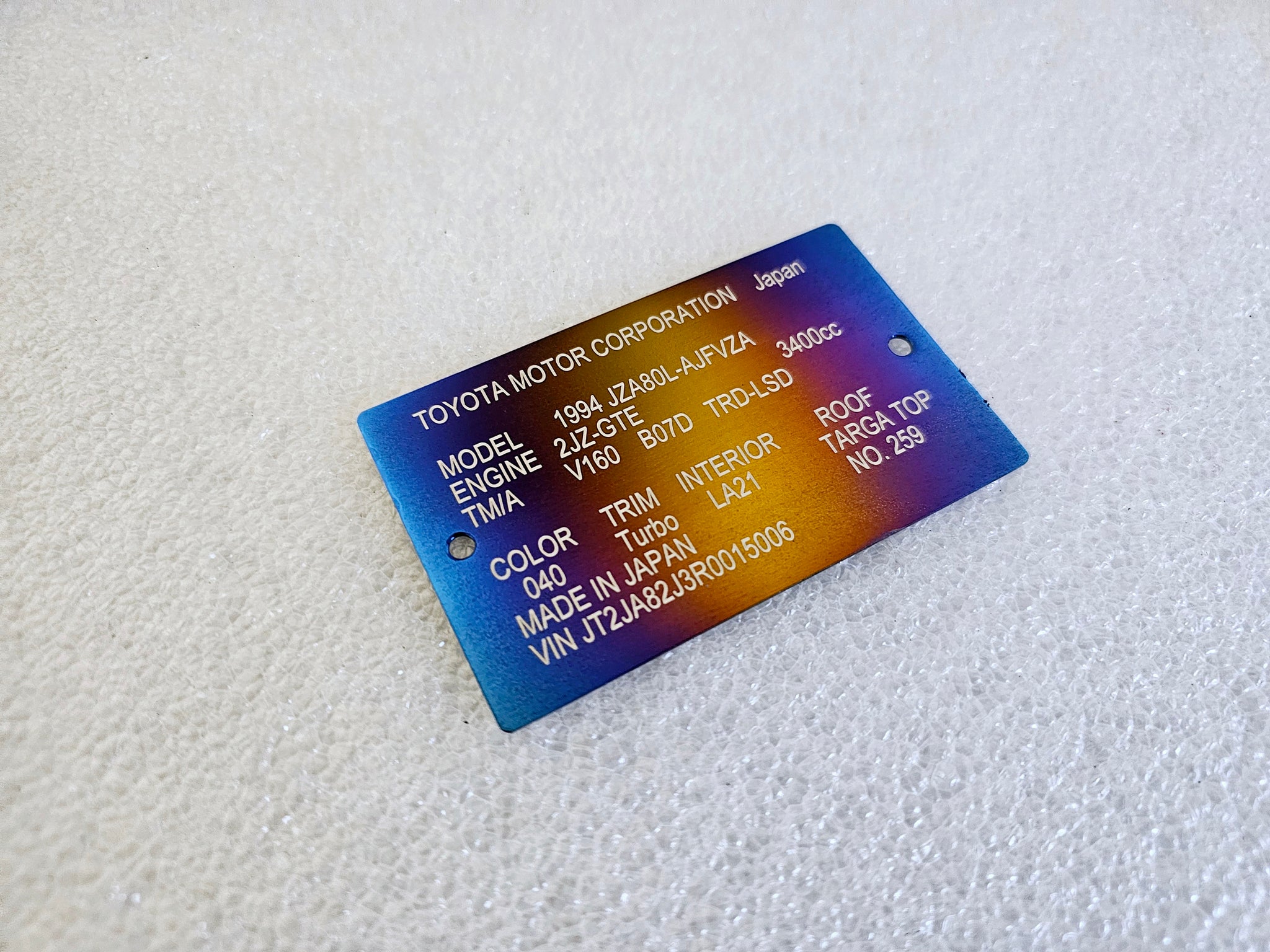 VIN / Spec plaque – Titanium Works